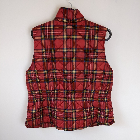 Talbots Red Tartan Plaid Down Puffer Vest - Picture 6 of 8